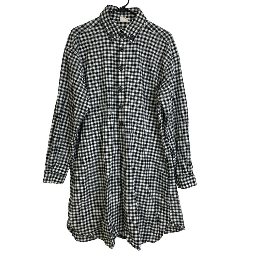 RTH Los Angeles Dress Womens Size 1 Black Gingham Check Button Up Relaxed Cotton